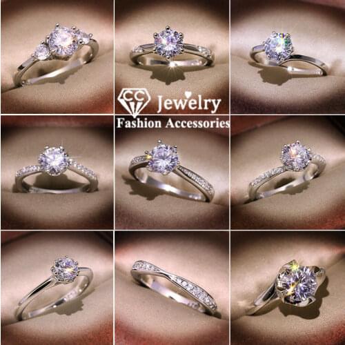 CC Wedding Rings For Women 925 Sterling Silver Bridal Promise Fine Jewelry Cubic Zirconia Romantic Ring Drop Shipping CC3163