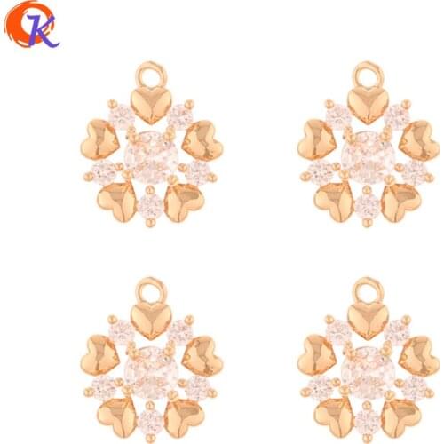 Cordial Design 50Pcs 13*16MM CZ Charms/Jewelry Accessories/Flower Shape/DIY Making/Hand Made/Earring Findings/Rhinestone Pendant