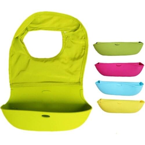 Baby Adjustable Collar Waterproof Silicone Feeding Bib Food Catcher Eating Apron