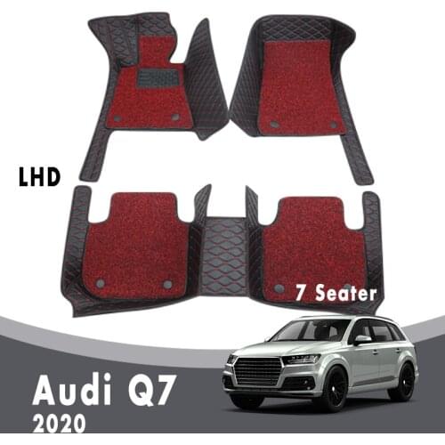 For Audi Q7 2020 7 Seater Custom Car Floor Mats Luxury Double Layer Wire Loop Carpets Rugs Auto Accessories Interior Cover Rugs