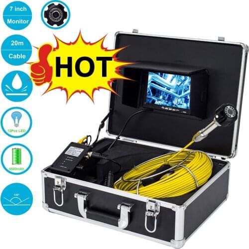 1000TVL 7 Inch Pipe Drain Sewer Inspection Video Camera IP68 Waterproof 12Pcs LEDs 23MM Lens Duct Industrial Endoscope System
