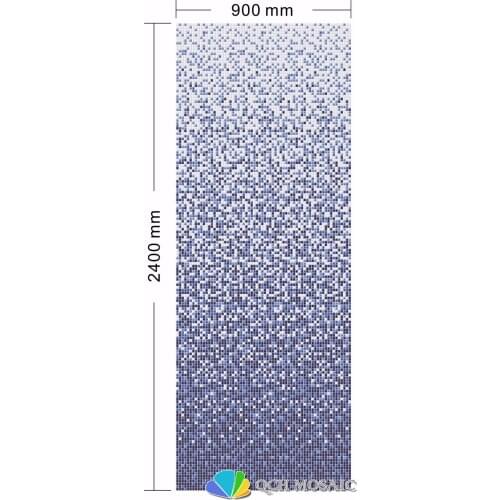 Ceramic mosaic tile for house decoration wall tile blue color gradual changes pattern 900xH2400mm