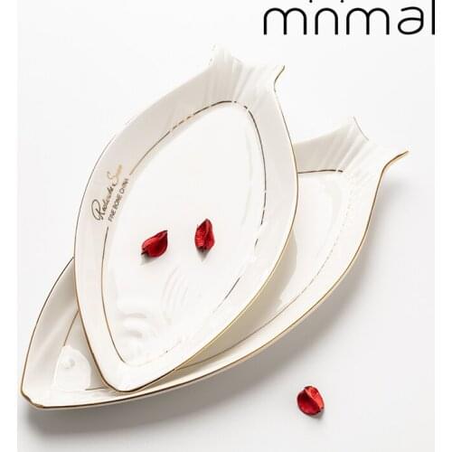 Ceramic Tableware Creative Plate Fish Shaped Dish Snack Storage Fish Pan Fine Dinner Plate Kitchen Accessories