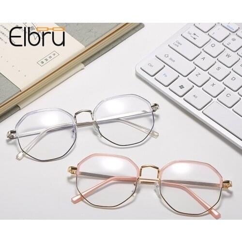Elbru Classic Fashion Polygon Myopia Glasses Simple Style Eyewear Shortsight Eyeglasses For Men Women With Degree -1.0 to -4.0