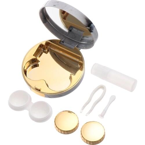 1Pcs Unisex Marble Stripe Contact Lens Mini Plastic Colorful Reflective Travel Holder Container Storage Soaking Box Case