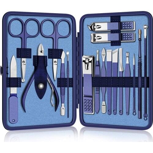 18PCS Nail Clippers Pedicure Manicure Set Stainless Steel Nail Cutter Scissors File Cuticle Remover Earpicks Eyebrow Tweezer