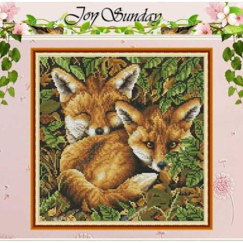 Two Fox Animals Painting Counted 11CT 14CT Cross Stitch Sets DIY Chinese Cross-stitch Kits Embroidery Needlework Home Decor