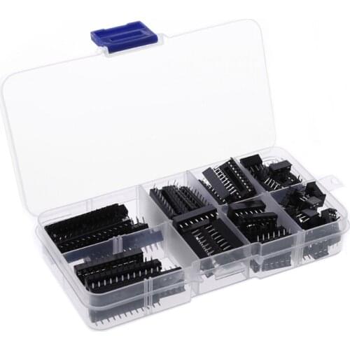 2021 New 66 Pcs/set DIP IC Sockets Adaptor Solder Type Socket Kit 6 8 14 16 18 20 24 28 Pins
