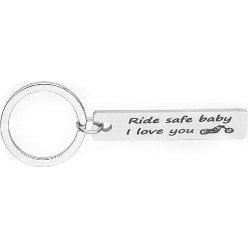 Oeinin Charms Key Chain Man Ride Safe Baby I Love You Keychain Bags Lovers Silver Color Keyring Stainless Steel Pendant Llaveros