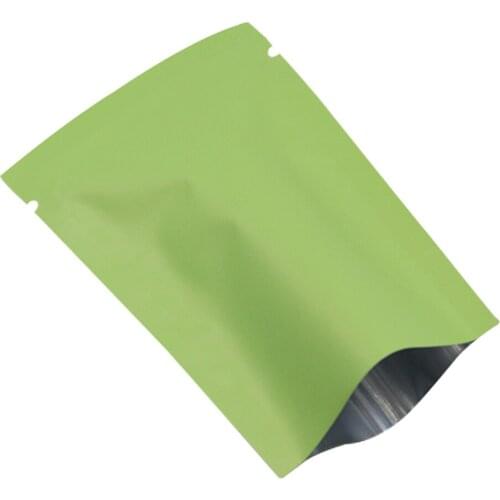Open Top Aluminum Foil Matte Glossy Green Packaging Bag Heat Sealing Food Storage Mylar Foil Bags Tea Dry Flower Packing Pouches