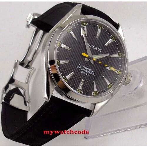 Polished 41mm Corgeut Black Dial Sapphire Glass Seagull NH35 Miyota 8215 Automatic Mens Watch C131