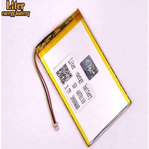 Plug 1.0-3P 3.7v 4070110 3800mah tablet pc 7 inch MP4 MP5 Li-Polymer Li-Ion Lipo Lithium Battery