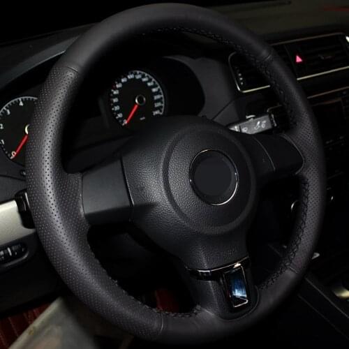 DIY Artificial Leather Black Car Steering Wheel Cover For Volkswagen VW Tiguan Golf Plus Passat CC Jetta Sharan EOS