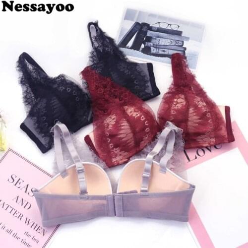 Sexy Cotton V-Neck Crochet Vest Women Bra Wire Free Sexy Lingerie Push Up Bra Breathable Underwear Women Skin Cotton Sexy Bra BH