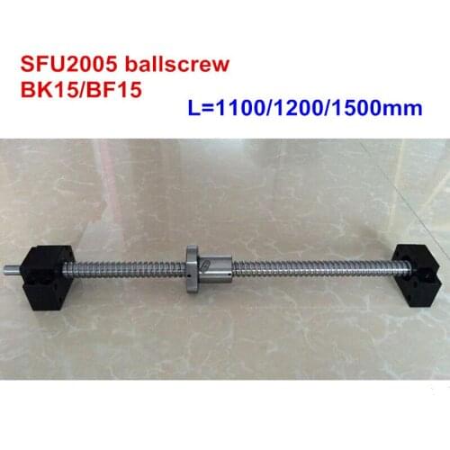 SFU2005 1100mm 1200 1500mm ballscrew + BK15/BF15 CNC parts