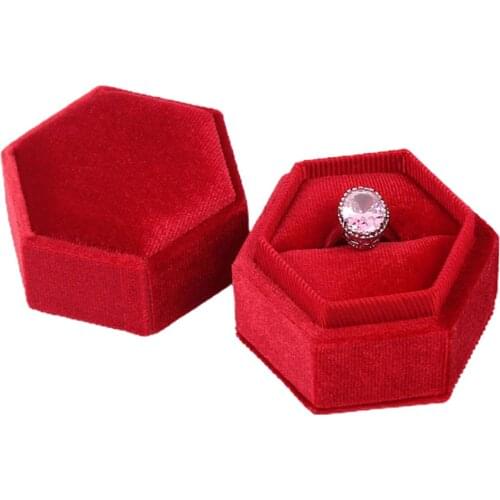 Portable Vintage Ring Box Velvet Jewelry Hexagonal Jewelry Necklace Storage Box For Jewelry Wedding Set Gift Packing Case