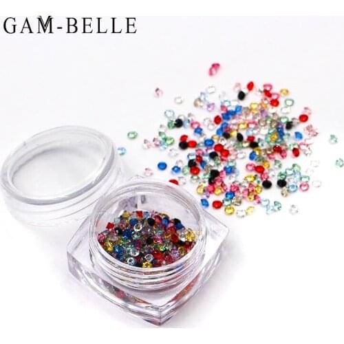 GAM-BELLE 1 Box Nail Rhinestone Diamond 3D Glitter Gem Nail Art Decoration Mixed Color Crystal Nails Art Tips Mini Rhinestones
