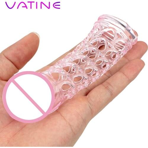 VATINE Penis Sleeve Cock Ring Silicone Heart-shaped Penis Ring Delay Ejaculation Reusable Condom Sex toys for Men Male Cock Cage