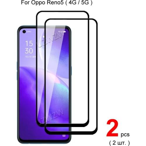 2pcs For Oppo Reno5 5G / 4G Reno 5 Full Cover Tempered Glass Screen Protector Protective Glass Guard Film