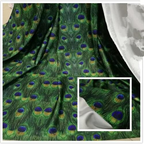 Green Peacock Feather Fabric Spandex/Lycra Cotton knitted Peacock Stretch Fabric DIY Sewing Tights Cosplay Festival Clothing