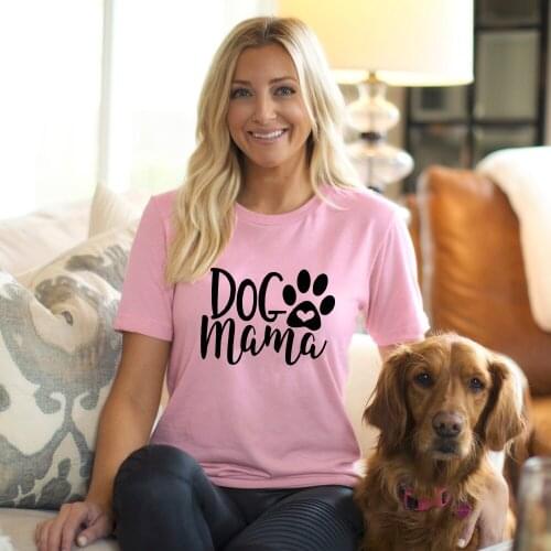 Dog Mama Paw 100%Cotton T-shirt Cute Dog Mom Gift Tshirt For Women Funny Graphic Fur Mama Tee Shirt Top Outfit Drop Shipping
