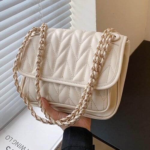 High Quality Ladies Messenger Bag 2021Summer New Style Rhombic Embroidery Thread Korean Fashion One Shoulder Messenger Chain Bag