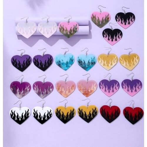 VG 6YM Multiple Colour Flame Heart Ladies Earrings Womens Birthday Party Earring Jewelry Dropshipping Gifts