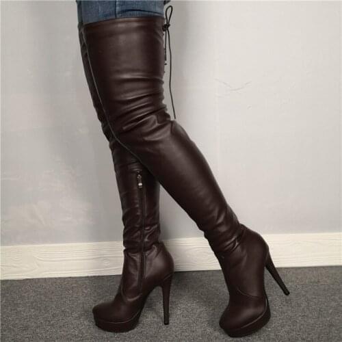 Dovereiss Fashion Womens Shoes Winter Pointed Toe sexy Zipper new Platform Over the knee boots Stilettos heels 35-47