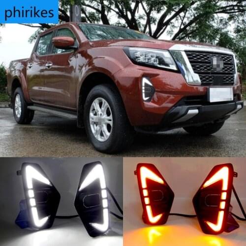 1Pair Car light For Nissan Navara NP300 2020 2021 LED Daytime Running Light DRL with yellow signal