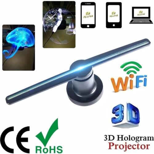 3D Fan Hologram Projector Advertising Display Hologram Fans 43cm 224 Beads LED Strips Holographic Imaging Player Christmas Light