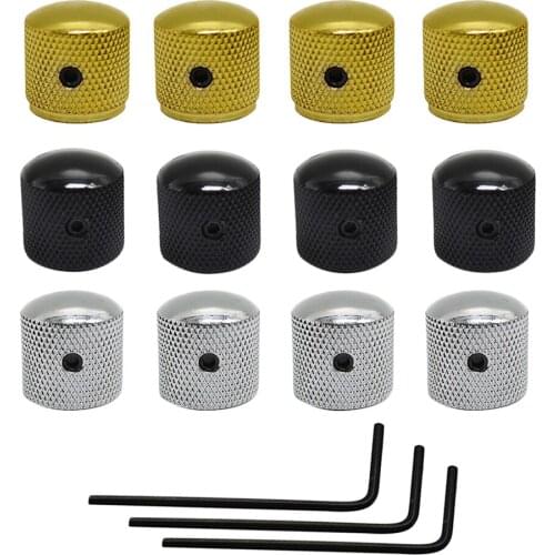 4Pcs Pot Tone Volume Knob Control Button Push w/ Wrench for Guitar Bass Parts Accessories