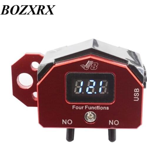 4 in 1 Motorcycle Handlebar Control ON-OFF Push Button Switch Charger with Voltage Displayer and USB Adapter For Mobile phone