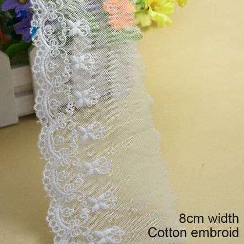 5yards 8cm embroid elastic sewing ribbon guipure lace trim or fabric warp knitting DIY Garment Accessories free shipping #1788