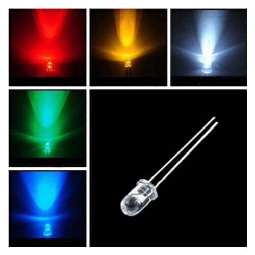 5Values x100pcs=500pcs 5mm LED Round Super Bright Red/Green/Blue/Yellow/White Water Clear F5mm LED Light Diode kit