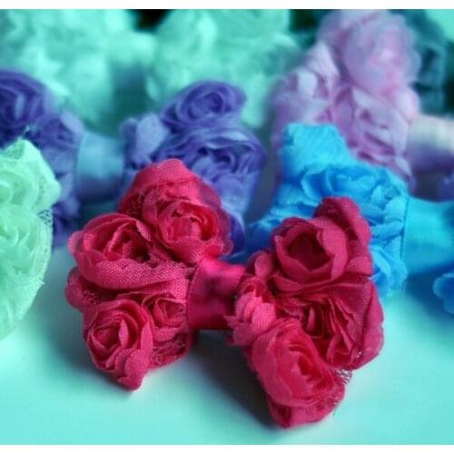 50pcs/lot 11colors Soft Solid DIY Mesh Bow For Children Hair Accessories Mini Boutique Rose Lace Baby Bows For Hair Clips