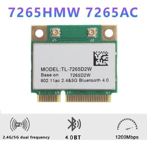 7265AC 7265HMW 7265D2W WiFi Card 1200Mbps Mini PCI-E Dual Band Bluetooth 4.0 2.4G/5G for Win7 Win 8 Win 10