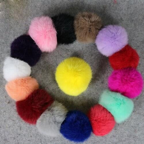 8CM Fluffy Natural Rabbit Fur Ball For Women Keyring Charm Women Bag Pendant Decoration
