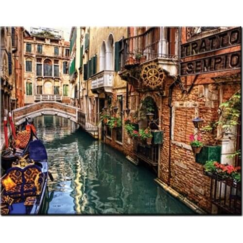Full Square Round Drill 5D DIY Diamond Painting Landscape Small town in Venice Italy Embroidery Cross Stitch 5D Home Decor Gift