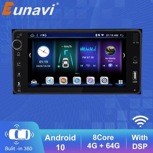 Eunavi 2 din Universal Android Car Radio Stereo Multimedia Player for Toyota Corolla Vios Crown Camry Hiace Previa RAV4 GPS Navi