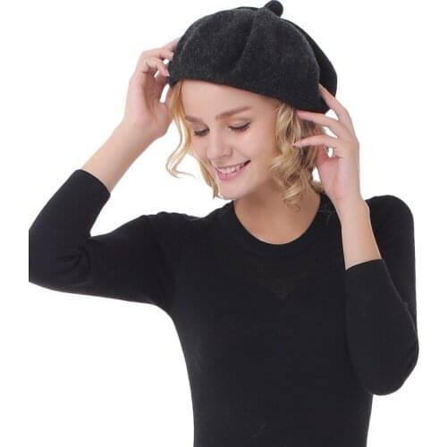 New Arrival Fashion Beret Cap Adult Woolen Warm Hat Imported Australian Wool Winter Wear 3 Colors New Year Gift B-7308