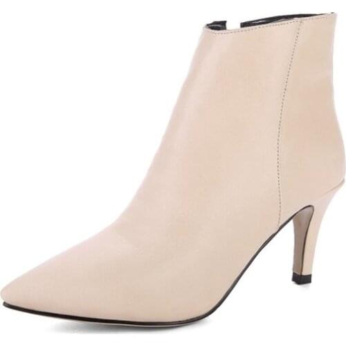 Big Size 11 12 13 Fashion Trend of Euro-American Fashion Short Boots with Tip Fine Heel and High Heel Side Zipper