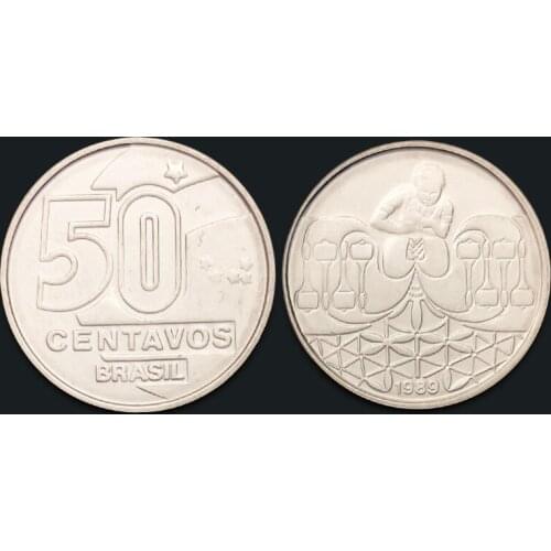 Brazil 50 cents fine coin 1989 100% Real Original Collection Coins Unc Genuine Coin