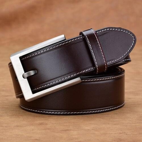 Brand Luxury cowskin Leather Belt Men First Layer Leather Buckle Antiallergic bueiness Men 's Belt Casual Wild Belts Strap fomal