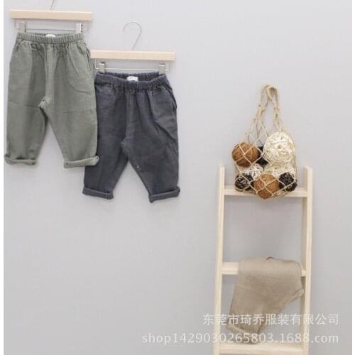 Children Cotton Linen Trousers Double Layer Cotton Linen Big Pp Pants Children Harem Pants kids clothes
