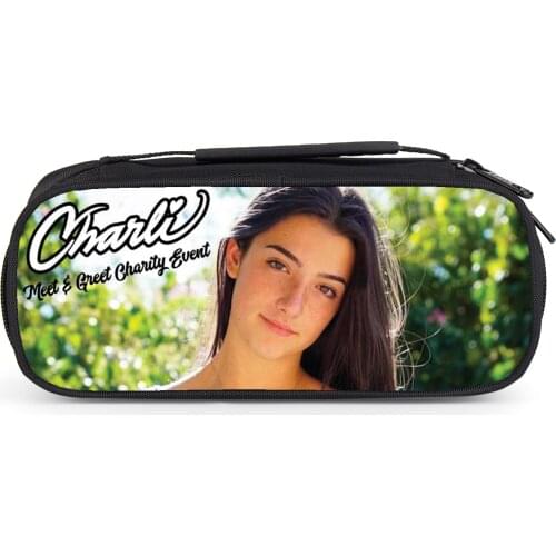 Charli Damelio Boys Girls Cartoon Pencil Case Bag School Pouches Children Student Pen Bag Kids Purse Wallet