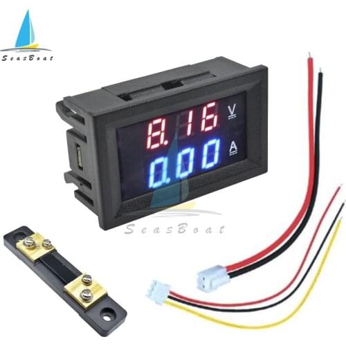 Mini Digital Voltmeter Ammeter DC 0-100V 50A Amp Volt Panel Voltage Current Meter Detector Tester 0.56" Dual LED Display Gauge