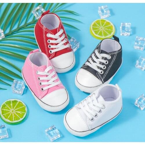 KIDSUN Baby Shoes Canvas Solid Color Simplicity Cotton Sole Anti-slipprey Toddler First Walker Flat Infant Girls Shoes Sneakers