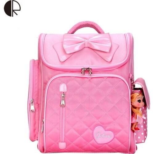 Cute Orthopedic backpack Children School Backpacks Draw Bar School Bag Pink Zipper Backpack For Kids Girls Mochila Infantilt