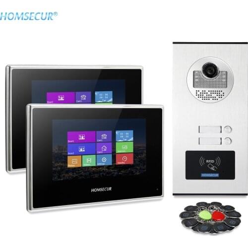 HOMSECUR 7" Video Door Entry Phone Call System with RFID Access for 2/3/4-Apartments XC111-2/3/4+BM718-B