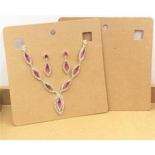 12Pcs/Lot Brown Kraft Paper Cardboard for Necklace&Earring Displays Cards Fashion Jewelry Pendant Show Packaging Card 15x15cm